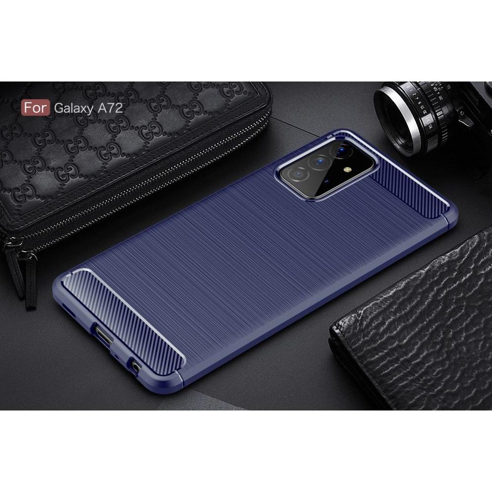 Thumbnail - Cover-Discount Galaxy A72 - Metall Carbon Look Gummi Hülle blau (Samsung Galaxy A72), Smartphone Hülle, Blau