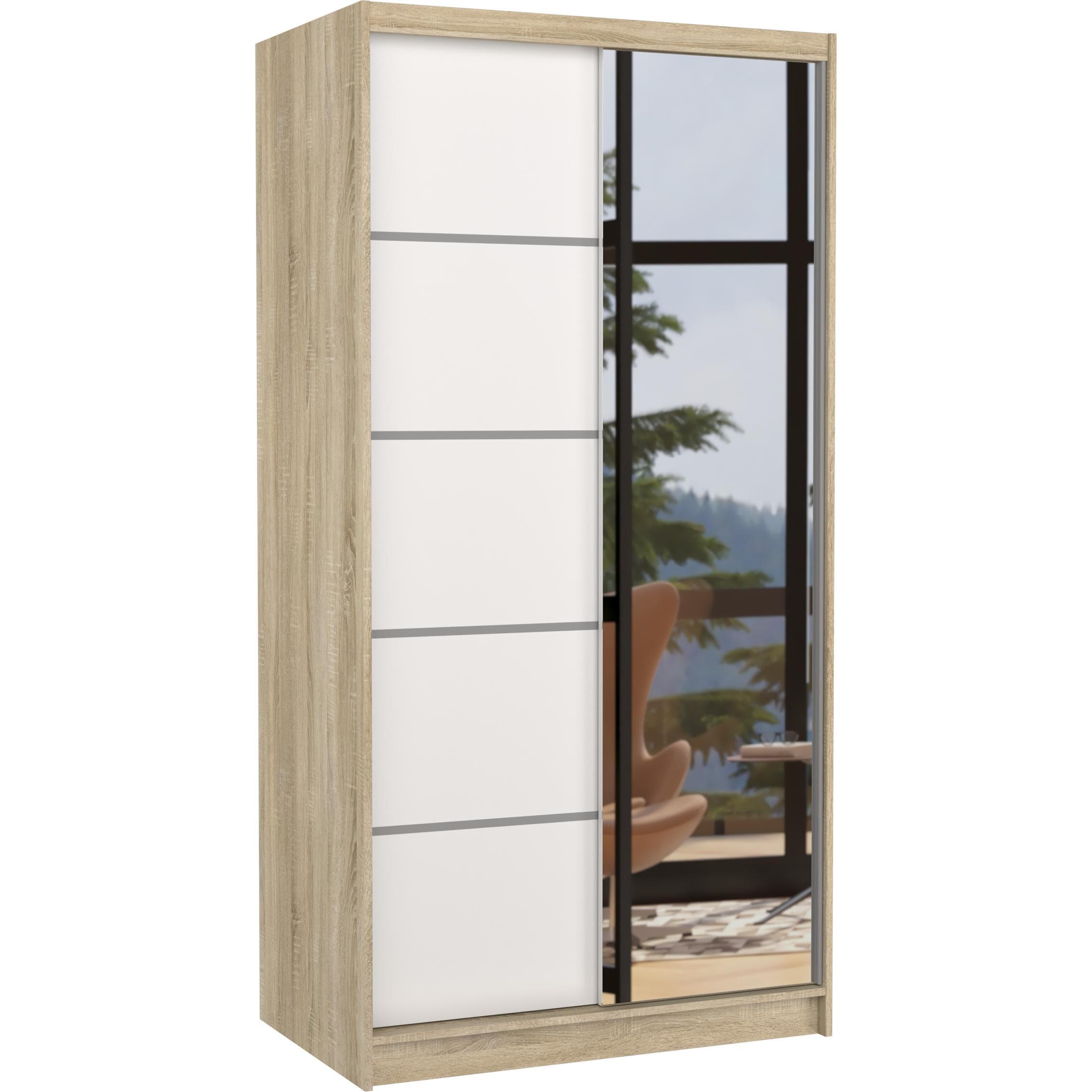 ADRK Furniture, Kleiderschrank, Verspiegelter Schiebeschrank ORLANDO 100