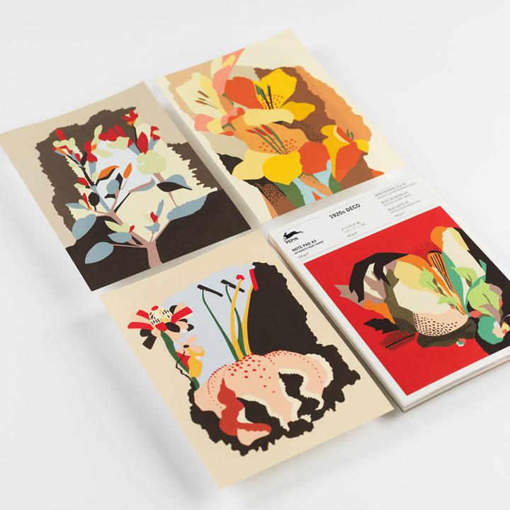 Image du produit A5 Note Pad 1920s DECO (A5, À rayures, Blanc)