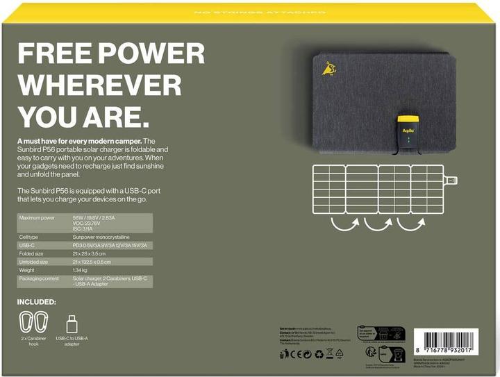 Produktbild Aqiila Sunbird P56 - Foldable solar panel (56 W, 1.23 kg)