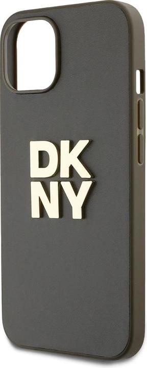 Actual product image DKNY PU Leather Stack Logo Wrist Strap Case for iPhone 15 Brown (Apple iPhone 15)