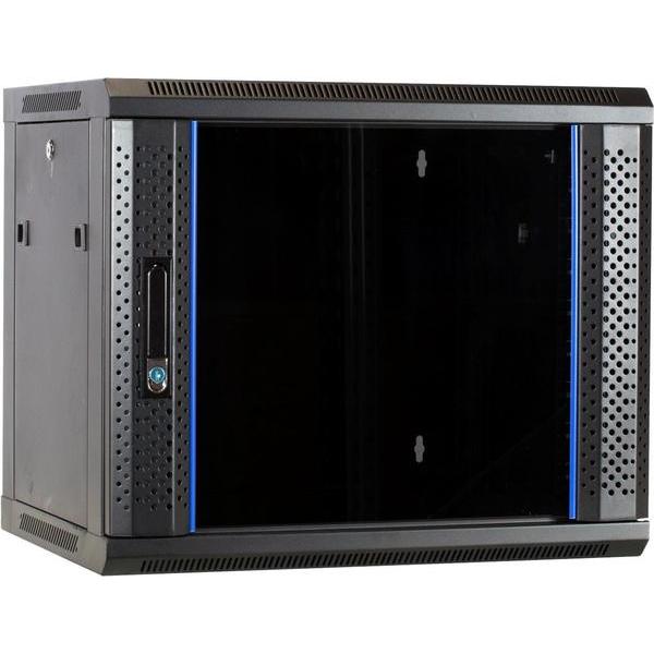 Dsit 9 HE Serverschrank, Wandgehäuse, mit Glastür (BxTxH) 600 x 450 x 500mm (9 HE, 19 Zoll Rack), Serverschrank