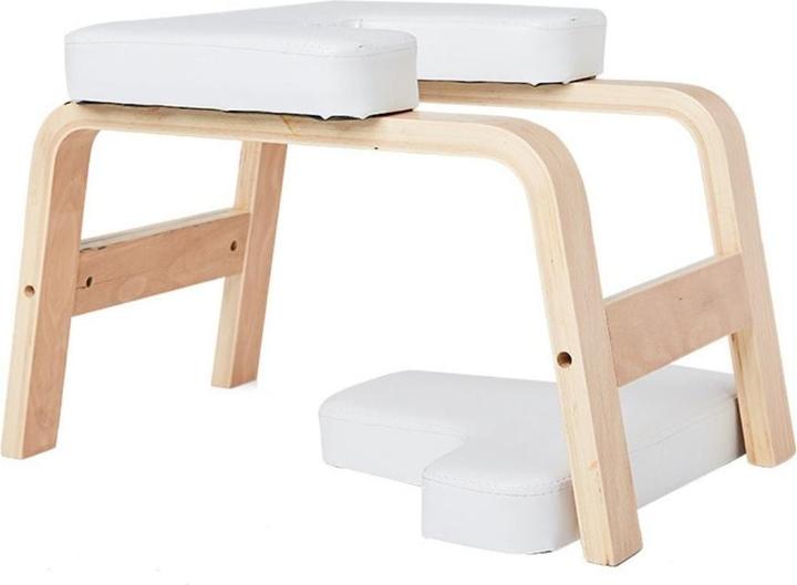 Hermex Yoga Kopfstandhocker aus Holz mit Kissen Übungshocker Fusshocker