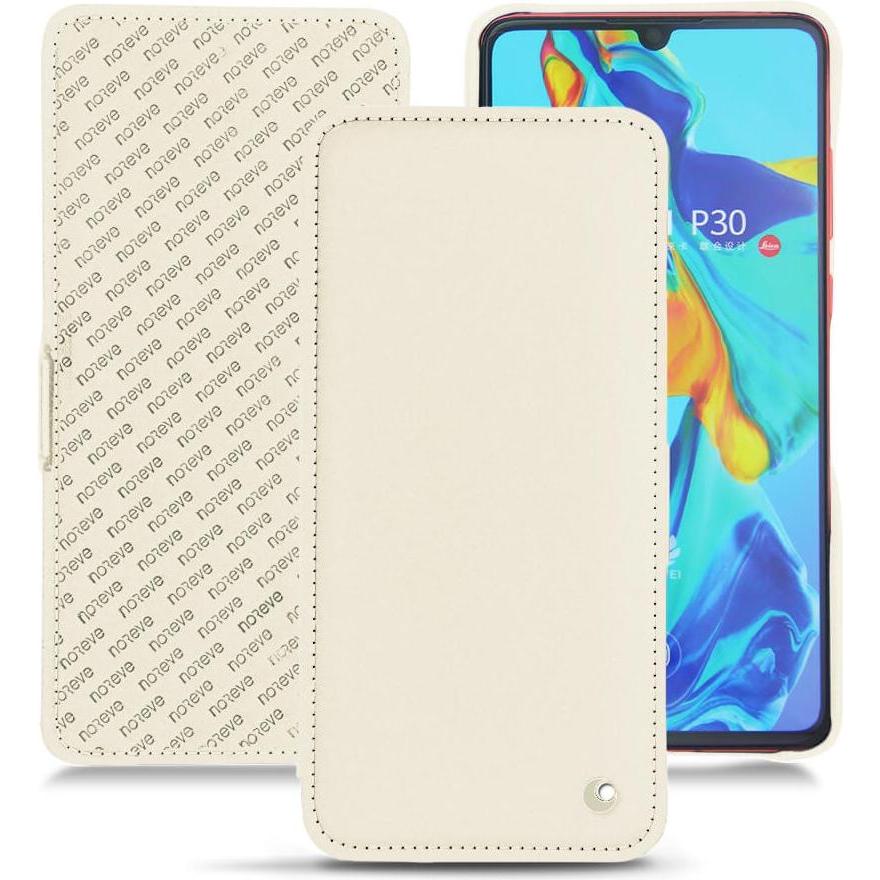 Noreve Lederschutzhülle horizontal (Huawei P30), Smartphone Hülle, Weiss