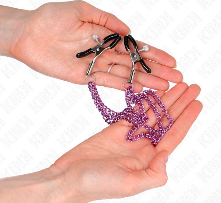 Produktbild Pipedream KINK - NIPPELKLEMMEN MIT 3 KETTEN LILA 20/23/28 CM