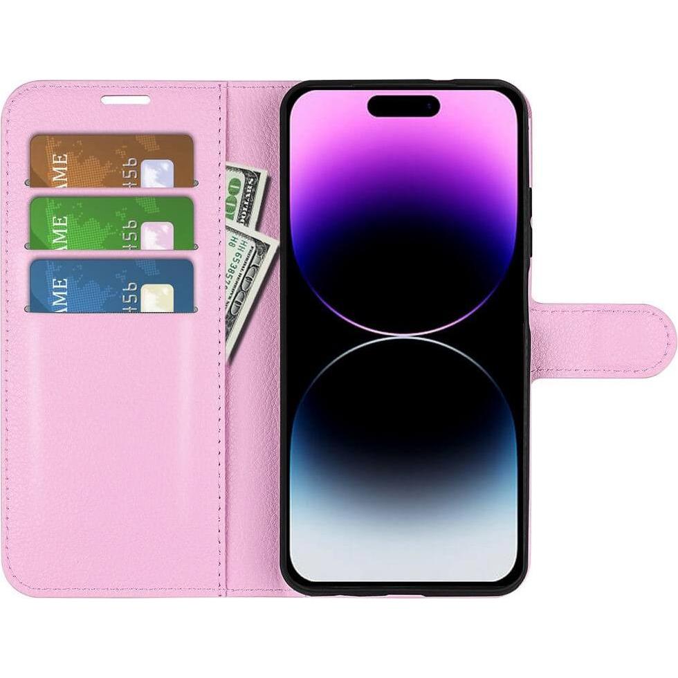 Thumbnail - Cover-Discount iPhone 15 Pro - Leder Etui Hülle rosa (Apple iPhone 15 Pro), Smartphone Hülle, Rosa