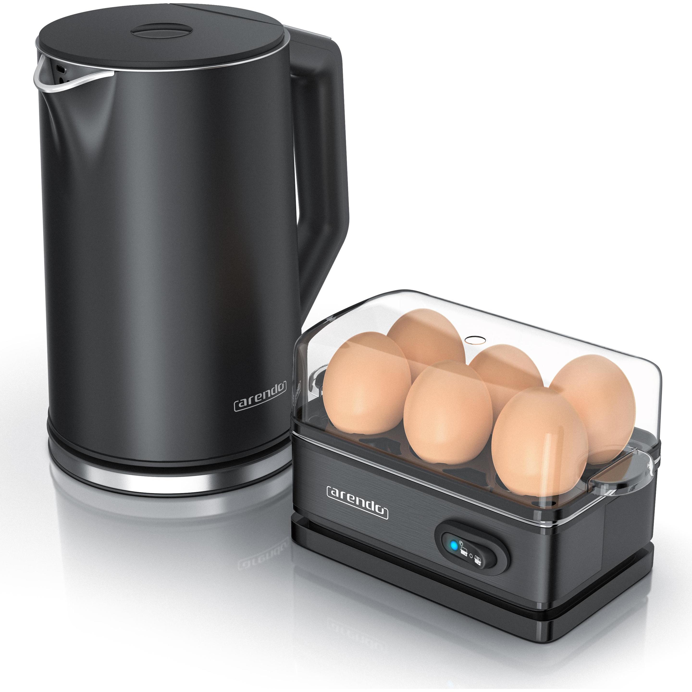 Arendo Frühstücks Set, Eierkocher, Schwarz