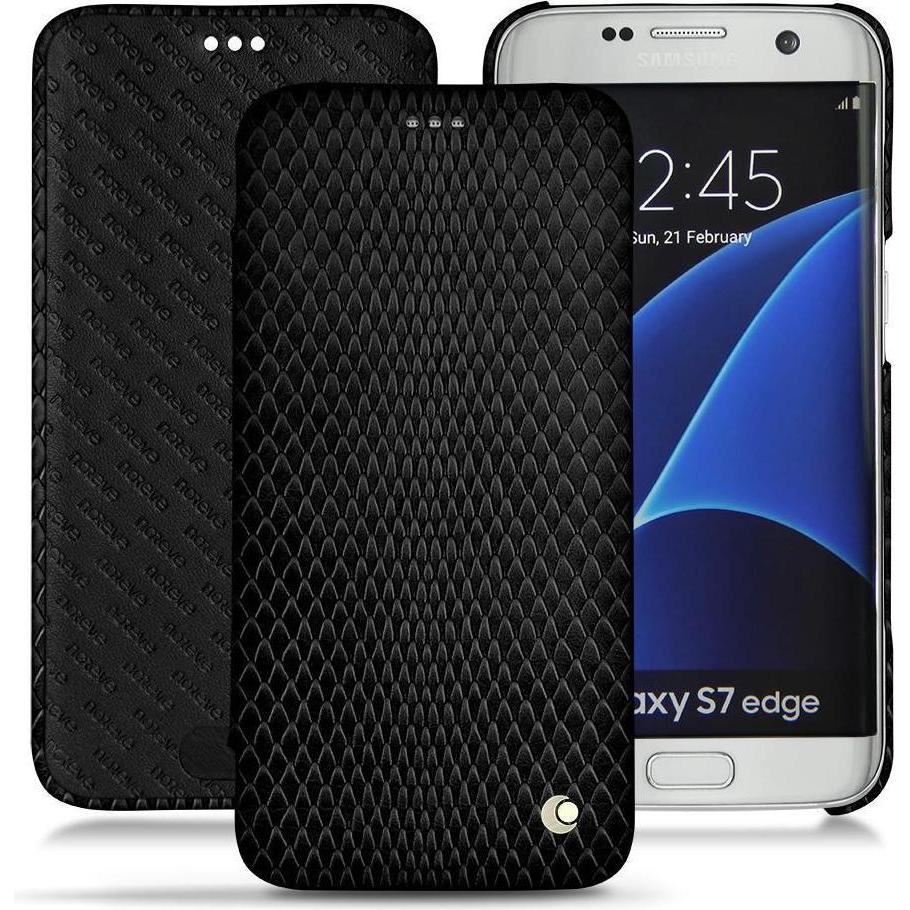 Noreve Lederschutzhülle horizontal (Samsung Galaxy S7 Edge), Smartphone Hülle, Schwarz