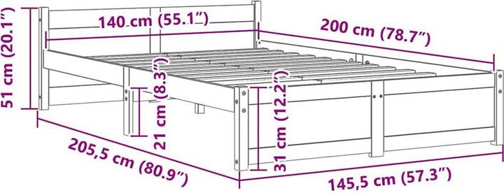 Image du produit vidaXL Bettrahmen (140 x 200 cm)