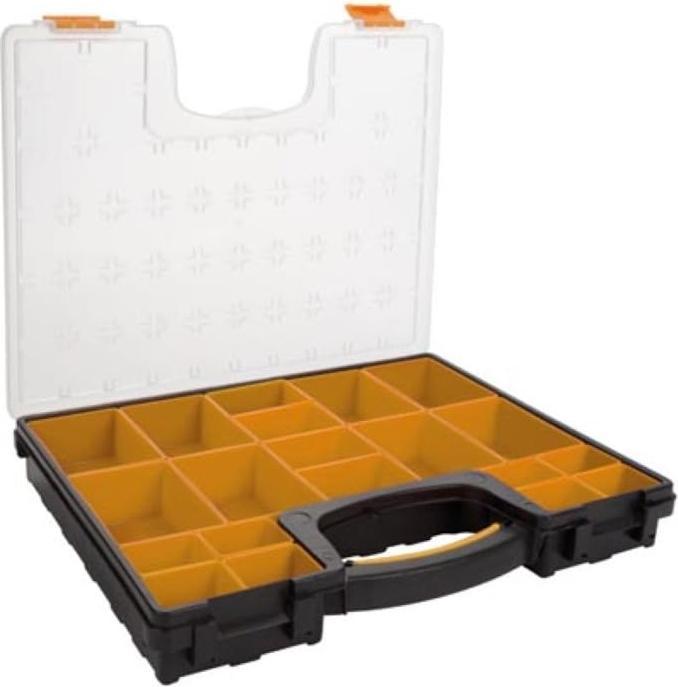 Actual product image Velleman Plastic Storage Box With Removable Bins - 420 x 335 x 65 mm