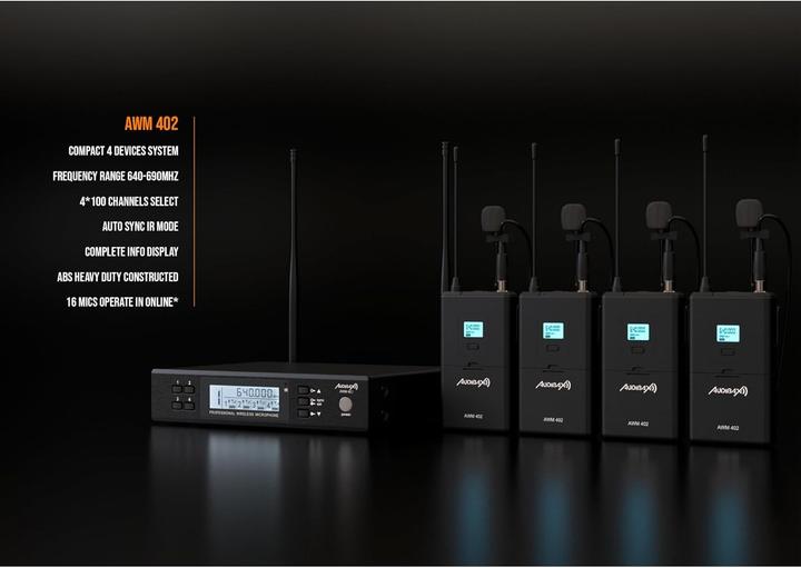 Immagine prodotto Audibax Microfono lavalier wireless 4 canali UHF con connettore mini-XLR