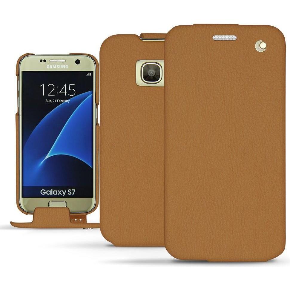 Noreve Lederschutzhülle vertikal (Samsung Galaxy S7), Smartphone Hülle, Braun