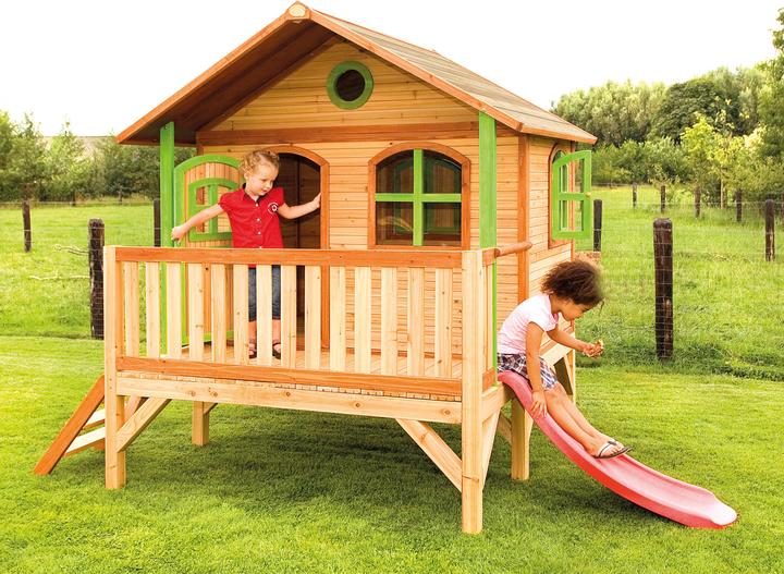 Actual product image Axi Stef Playhouse Brown/Green - Red Slide
