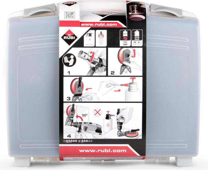 Actual product image Rubi SARA WET DRILL KIT 20 28 35 43 50 65 75 + GUIDE MULTIDRILL + HYDRAULICS (20 mm)