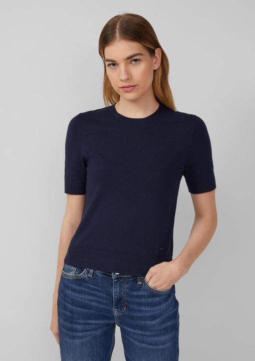 Produktbild s.Oliver Strickpullover Kurzärmeliger Strickpullover mit Rippbündchen im Slim Fit (44)