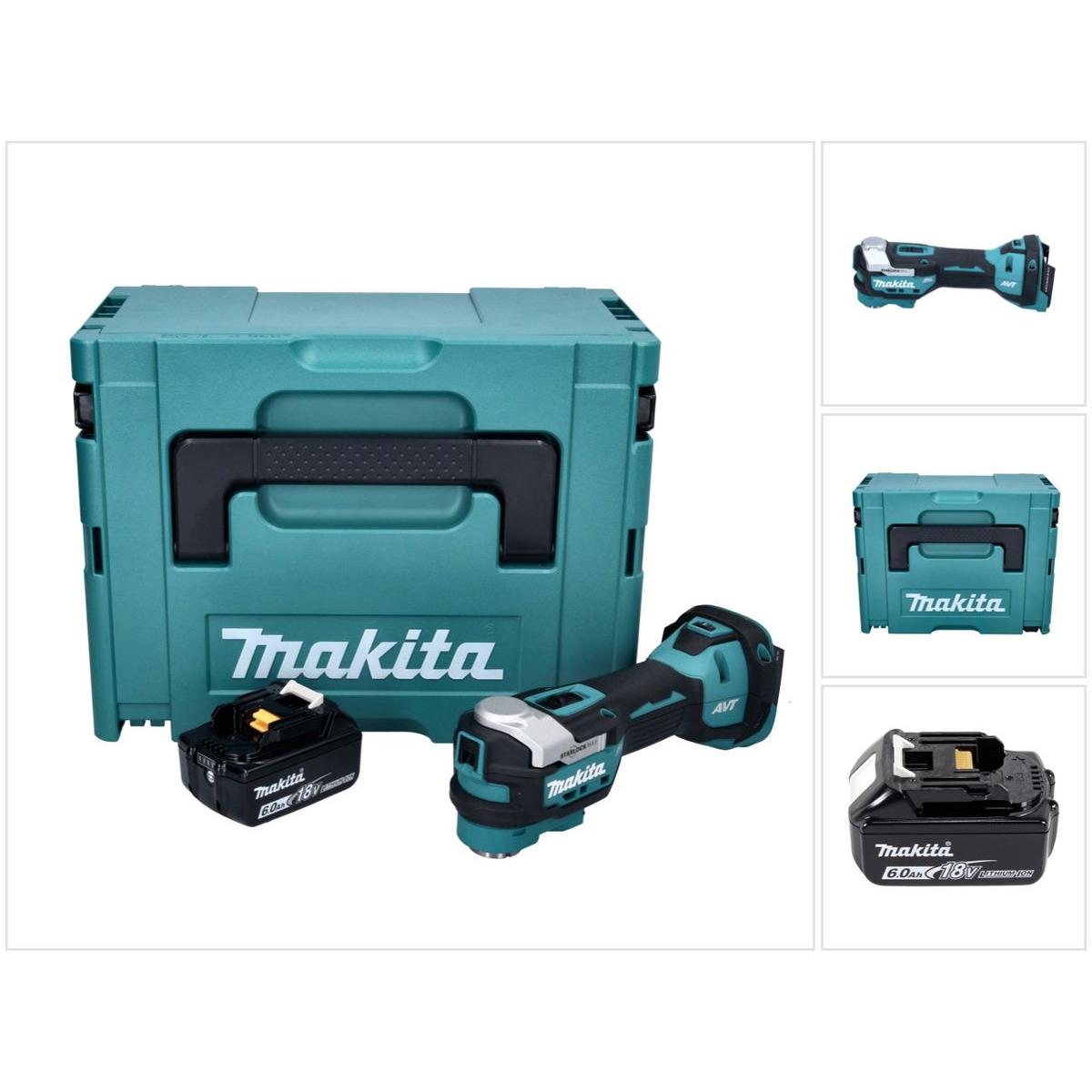 Makita, Multifunktionswerkzeug, DTM 52 G1J Akku Multifunktionswerkzeug 18 V Starlock Max Brushless + 1x Akku 6,0 Ah + Ma...