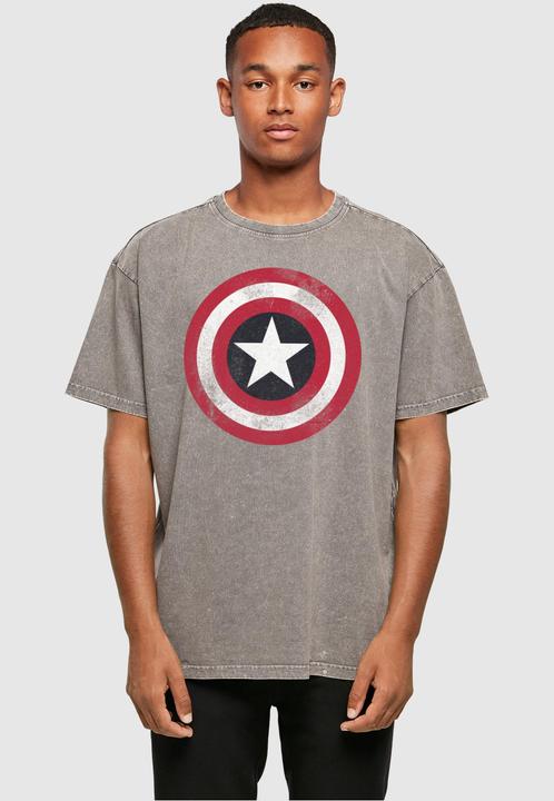 Produktbild Absolute Cult Avengers - Captain America Distressed Shield Acid Washed Oversize Tee - 114967 (3XL)