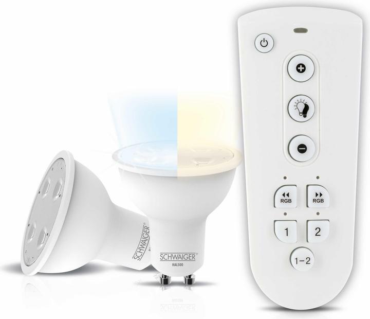Actual product image Schwaiger A+, 350 lm, 5 kWh, 2700 - 6500 K, ZigBee v3.0, 2x GU10 (GU10, 5.40 W, 350 lm, 2 x, G)