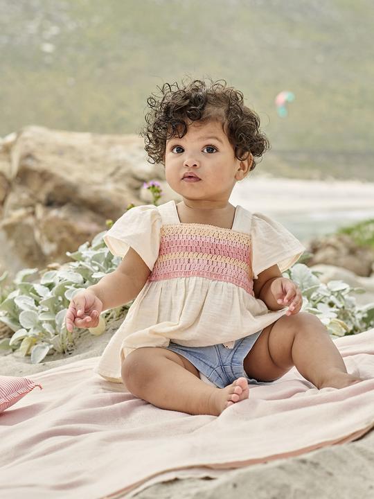 Actual product image Vertbaudet Girls' baby blouse with crochet lace (68)