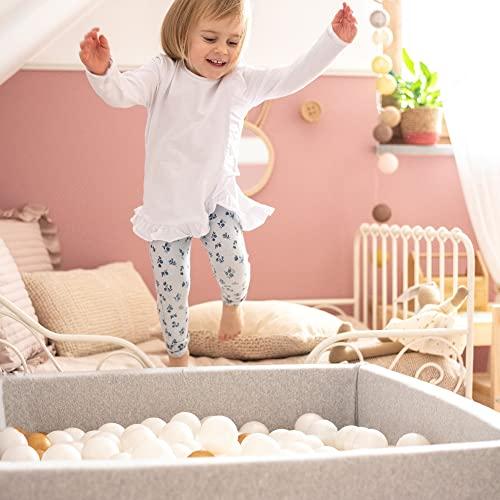 Actual product image Activity Board Ball Pool Baby - Square 90x90x40cm Baby Pool for Children with 200 Balls, Cotton, Light Grey: