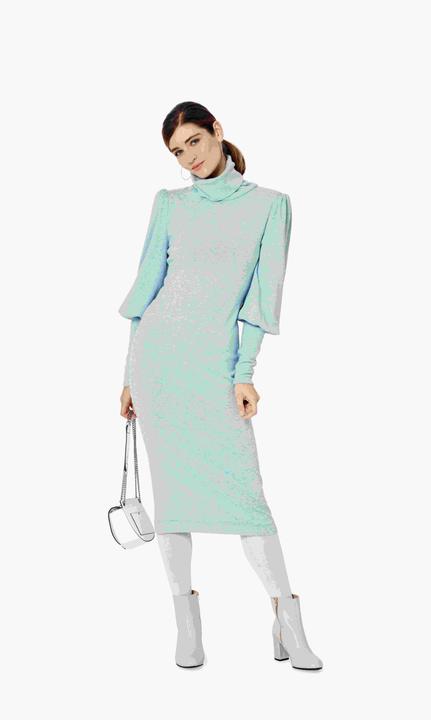 Actual product image Pattern knit dress & shirt with turtleneck and cuffed sleeves