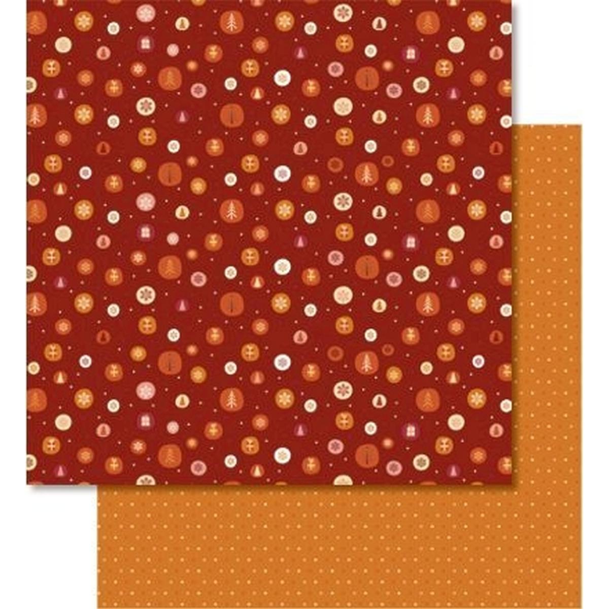 Ursus, Bastelpapier, Scrapbook Paper Winterzauber orange/rot 12x12 Zoll VE=25 Blatt (25 x)