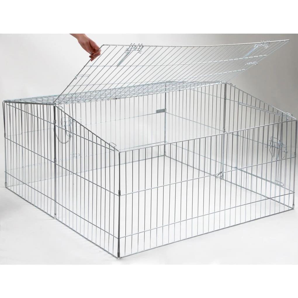 Kerbl Freilaufgehege Easy, verzinkt, mit Sonnenschutz, 115x115x60cm, Gehege