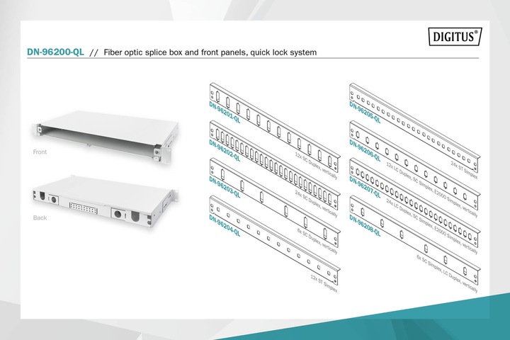 Image du produit Digitus boîtier d'épissures fibre optique, extensible, verrouillage rapide