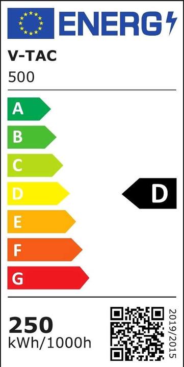 Energie-Label V-TAC VT253D 250W LED Fluter SAMSUNG Chip Meanwell Treiber 120'D 6000K (30000 lm)