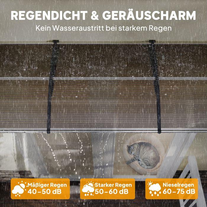 Image du produit Swisshandel24 Vordach für Haustür/Fenster, wetterfest, Braun, Aluminium/Polycarbonat, 303x96x27cm, Schwarz