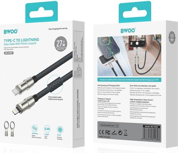 Actual product image Bwoo String 27W Cable USB-C to Lightning, 0,3 m (0.30 m, 27 W)