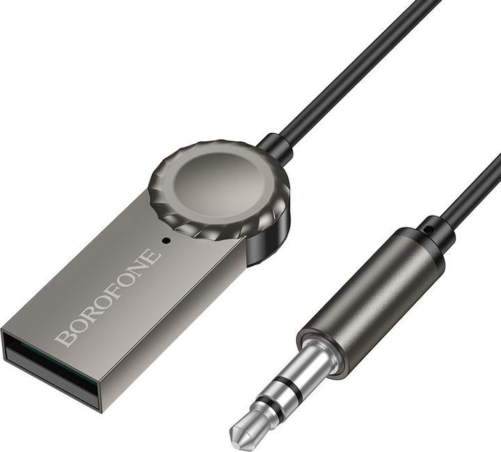 Actual product image Borofone - Cable Audio Receiver Peaceful (BC56) - Bluetooth V5.0 Adapter, Jack 3.5mm - Metal Gray (Receiver)