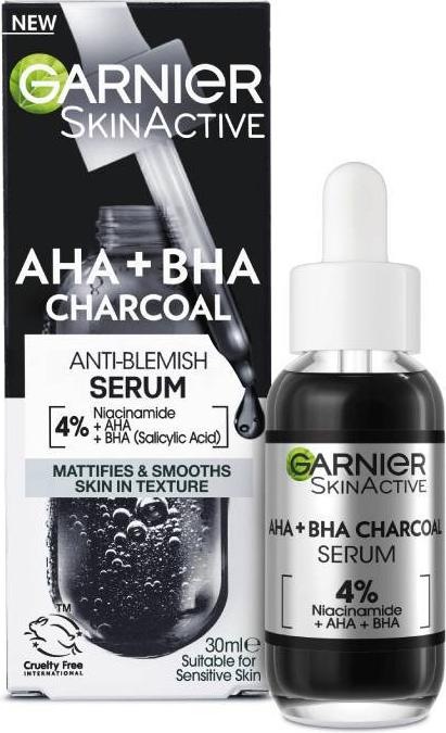 Actual product image Garnier Pure Active AHA + BHA Charcoal Serum (30 ml)