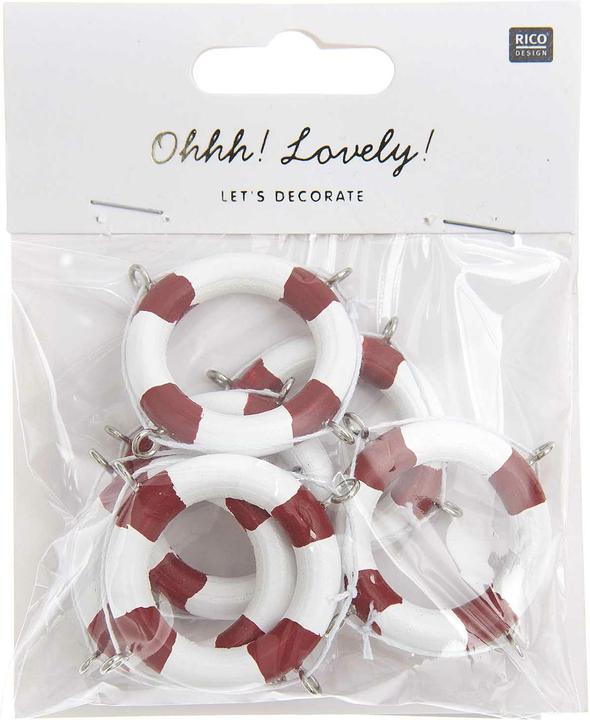 Produktbild Rico Design Streudeko Rettungsring 6 Stück, Rot/Weiss (6 Stk.)