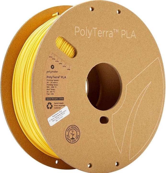 Actual product image Polymaker PolyTerra PLA+ Yellow 1.75mm 1kg (PLA+, 1.75 mm, 1000 g, Yellow)