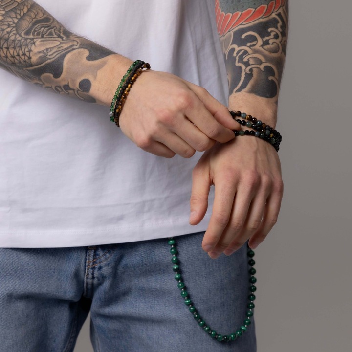 Produktbild Balibay Nelio (20.50 cm, Tigerauge, Jade, 925 Sterling Silber, Edelstein, Achat, Vulkanstein)