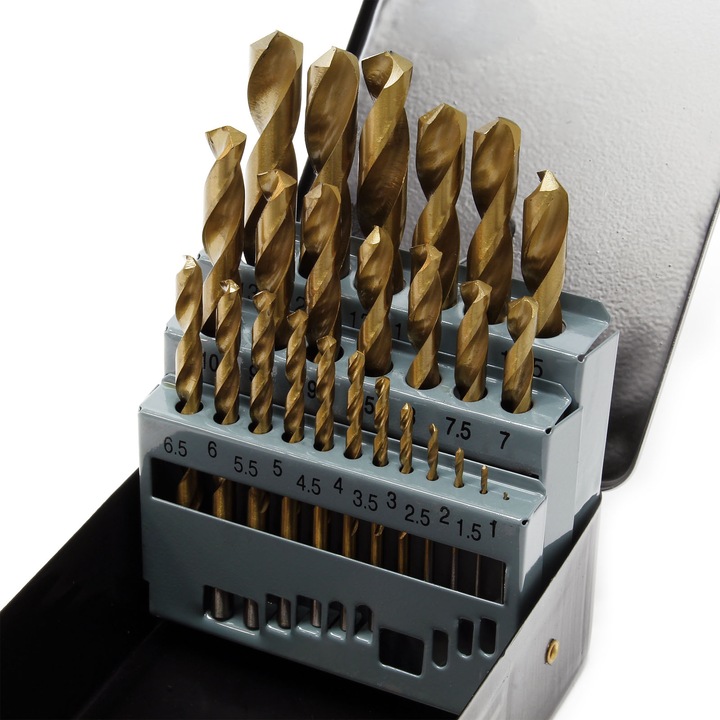 Produktbild Wiltec HSS Spiralbohrer Satz 25-teilig Ø1-13 mm 135° Metallbohrer Set Stahlbohrer (1 mm bis 13 mm)