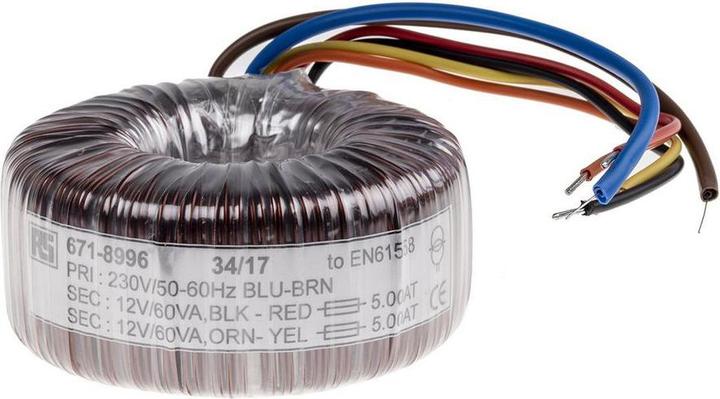 RS PRO Transformer Toroidal 120VA 2x12V