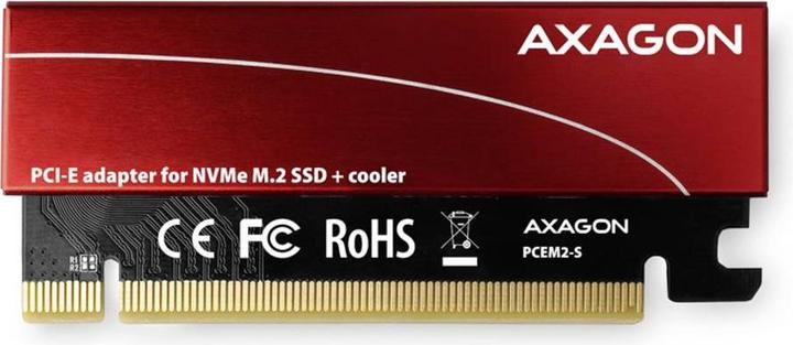 Actual product image Axagon PCEM2-S - PCIe - M.2 - Low Profile - PCIe 3.0 - Black - Red - PC