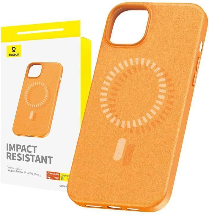 Produktbild Baseus Magnetic Phone Case for iPhone 15 ProMax Fauxther Series (Orange) (Apple iPhone 15 Pro Max)