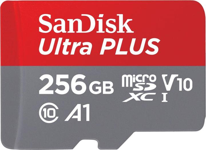 Actual product image SANDISK microSDXC Ultra PLUS 256GB (A1/UHS-1/Cl.10/160MB/s) + adapter microSDXC card 256GB A1 Appl (256 GB, microSDXC, U1, UHS-I)