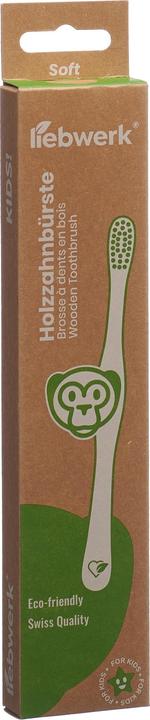 Actual product image Liebwerk Wooden toothbrush Kids Monkey (Soft, 1 x)