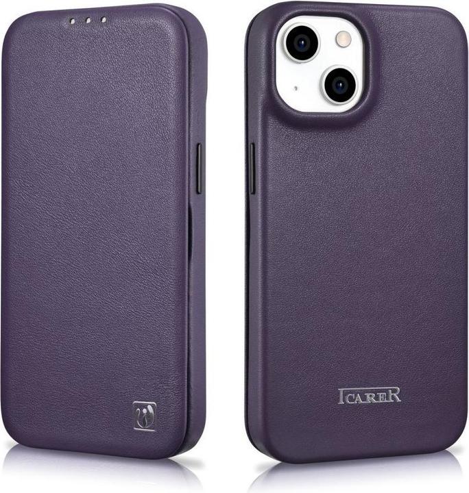 Actual product image iCarer CE premium leather folio case iPhone 14 Plus Magnetic flip leather folio case MagSafe dark pu (Apple iPhone 14 Plus)