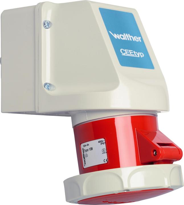 Produktbild Walther Werke WAL 119SL Wandsteckdose 16A 5P 400V 6h IP67 Innenbefestigung 2 Kabeleinf. oben