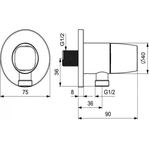 Thumbnail - Hansa, Badarmatur, Wandanschlussbogen, rund, 75 mm, chrom