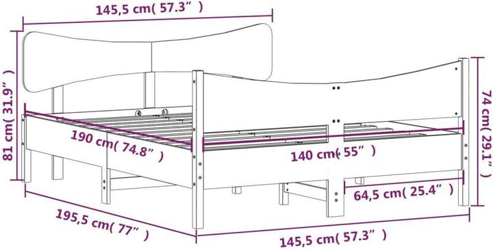 Immagine prodotto vidaXL Bettrahmen (140 x 190 cm)