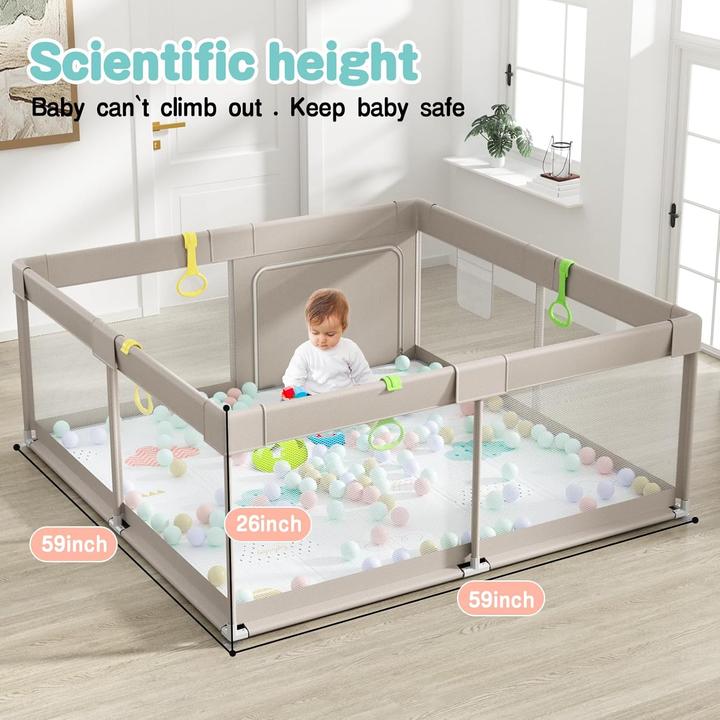 Actual product image Uanlauo Laufstall mit Spielmatte und Reissverschlusstür (150 cm, 150 cm)