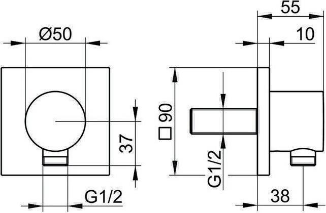 Actual product image Keuco Hose connector IXMO rosette angular sw ma