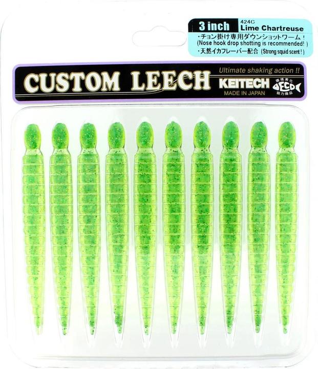 Actual product image Keitech Custom Leech Lime Chartreuse (10 cm)