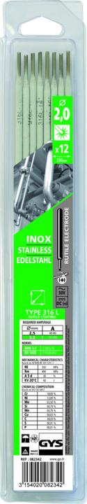 Produktbild GYS Stabelektroden, 12 Stk., 2.0 mm, INOX 316 L
